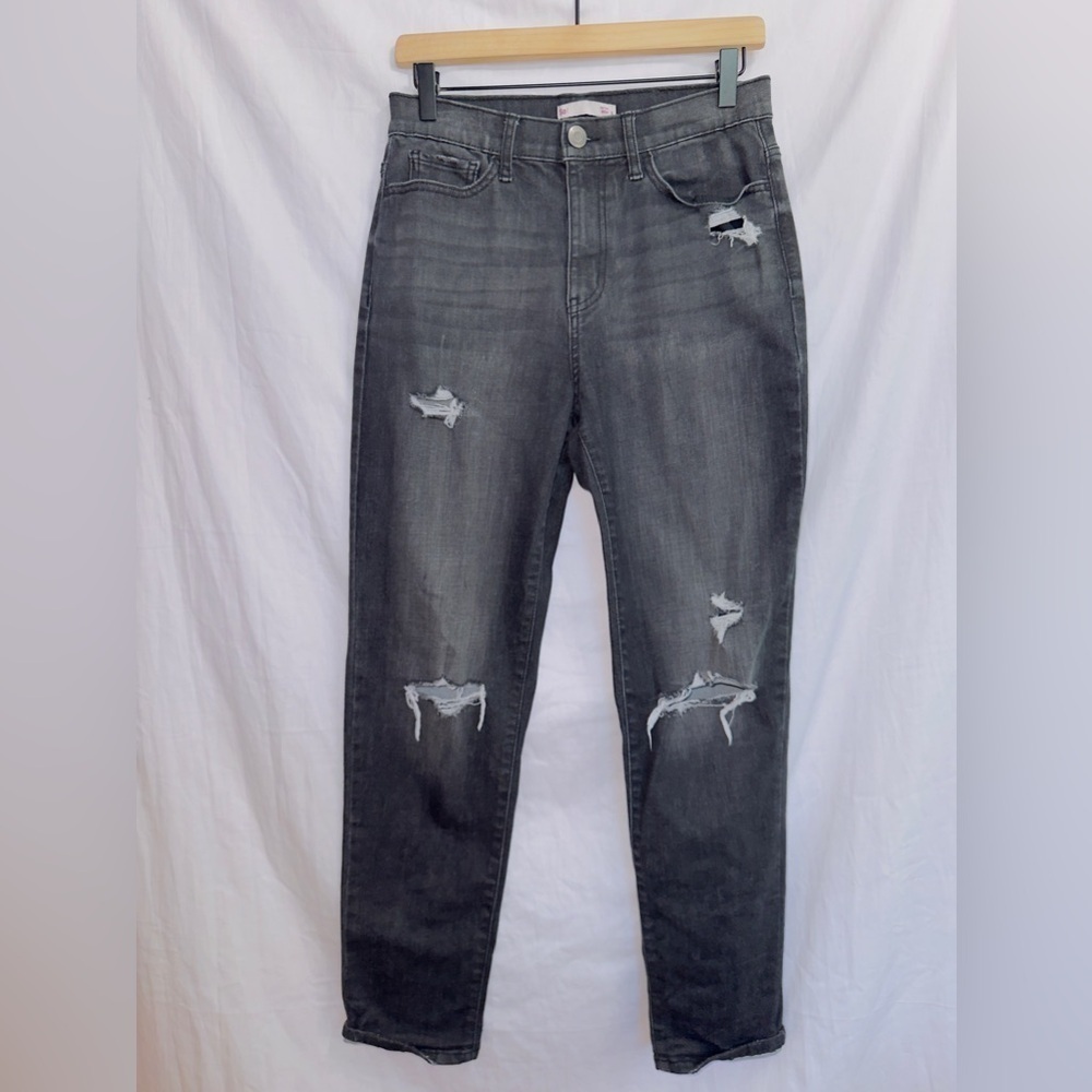 SO Black Wash Denim High Waisted Distressed Mom Jean size 6